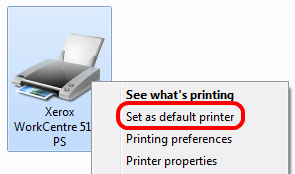 Windows 7 Selected Printer, Set as Default